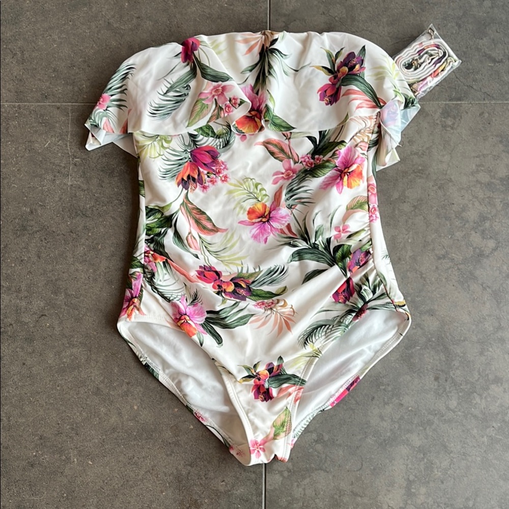 Kona Sol NWOT - Floral One Piece Swimsuit - Pink and Green